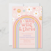 Retro Jong Wild en Drie Regenboog 3e Verjaardag Kaart (Voorkant)