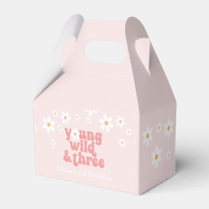 Retro Jonge Wilde Drie Roze Daisy Favor Doos Bedankdoosjes