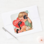 Retro  jongen Valentijn sticker (Envelop)