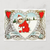 retro-jongen vindt hart in Valentijn Feestdagenkaart (Voorkant)