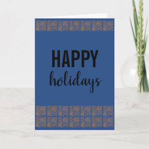 Rétro Joyeuses Fêtes Cône de Pin Bleu Carte Blanch