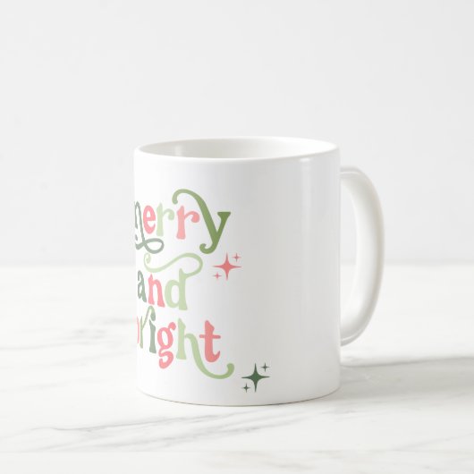 Retro Joyeux et brillant Mug Noël Mug (Devant droit)