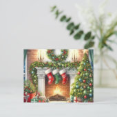 Retro Joyeux Noël Cosy Maison de vacances Carte po (Debout devant)