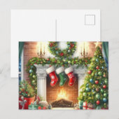 Retro Joyeux Noël Cosy Maison de vacances Carte po (Devant / Derrière)