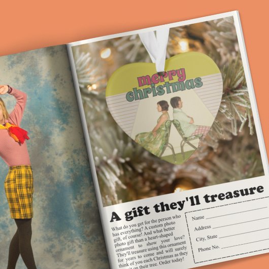 Retro Joyeux Noël en forme de coeur photo