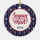 Retro Joyeux Noel Keramisch Ornament (Voorkant)