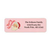 Retro Joyeux Noël Père Noël Étiquettes de adresse (Devant)