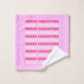 Retro Joyeux Noël rose Décor de vacances Preppy (Gant de toilette)