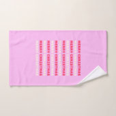 Retro Joyeux Noël rose Décor de vacances Preppy (Serviette à main)