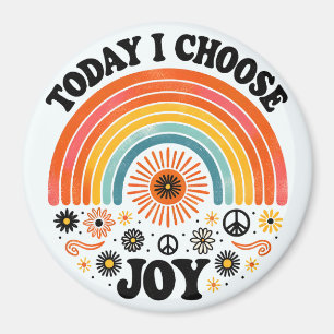 Retro Joyful Rainbow Peace Magnet Kies Joy Magneet