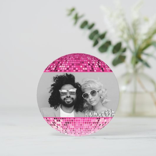 Retro Joyful Vibes Disco Ball Kerstfoto Feestdagenkaart (Staand voorkant)