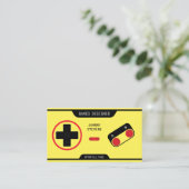 Retro joypad controle er geel uitzien visitekaartje (Staand voorkant)