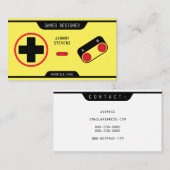 Retro joypad controle er geel uitzien visitekaartje (Voorkant / Achterkant)