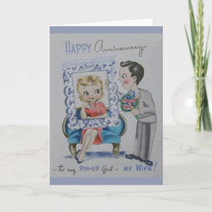 Retro Jubileum voor vrouw Wenskaart Kaart