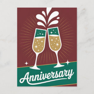 Retro jubileumgrafiek met bruisende champagne feestdagenkaart
