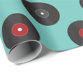 Retro Jukebox Records Patroon Cadeaupapier (Rol Hoek)