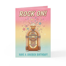 Retro Jukebox Rock On! Muzikale Verjaardagskaart