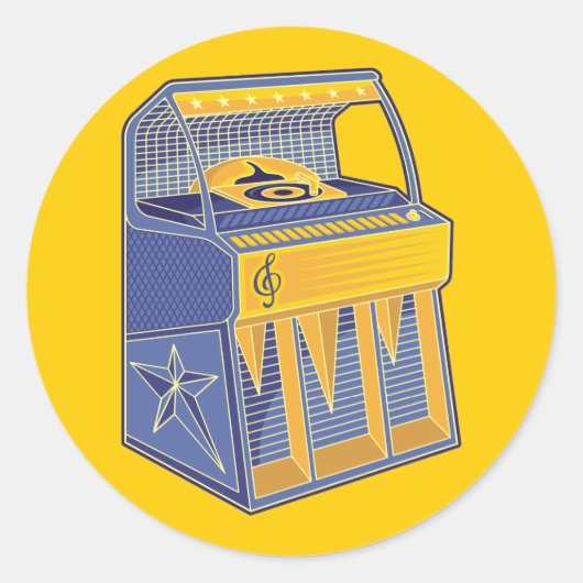 Retro Jukebox Ronde Sticker (Voorkant)