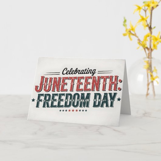 Retro Juneteenth Typography, Black Freedom Day Kaart (Gele Bloem)