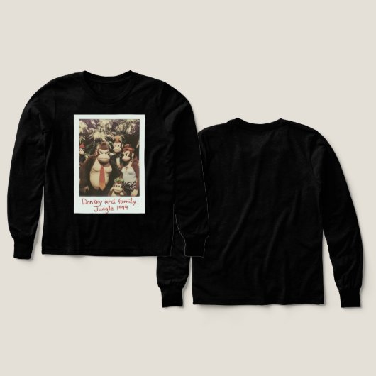 Retro Jungle Famille d'âne Crew Long Manche Tee (Motif recto et verso)