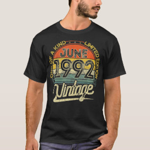  retro juni 1992 29e verjaardag 29 jaar t-shirt