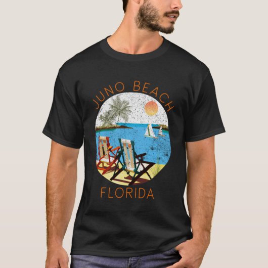 Retro Juno Beach Souvenir  Beach Vakantie T-shirt (Voorkant)