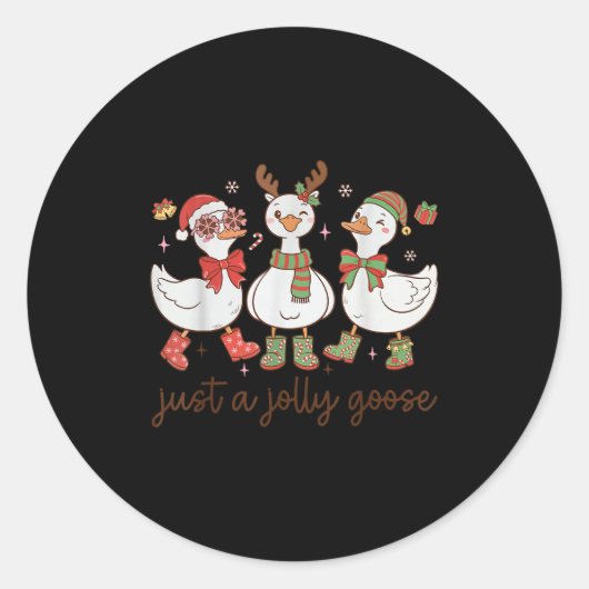 Retro Just A Jolly Goose Satan Christmas Holiday C Ronde Sticker (Voorkant)