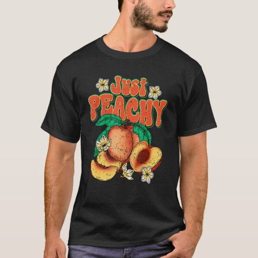 Retro Just Peachy Summer Fruit Georgia Peaches T-shirt (Voorkant)