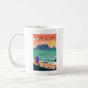 Retro Kaapstad Zuid-Afrika Tafelberg kunst Koffiemok