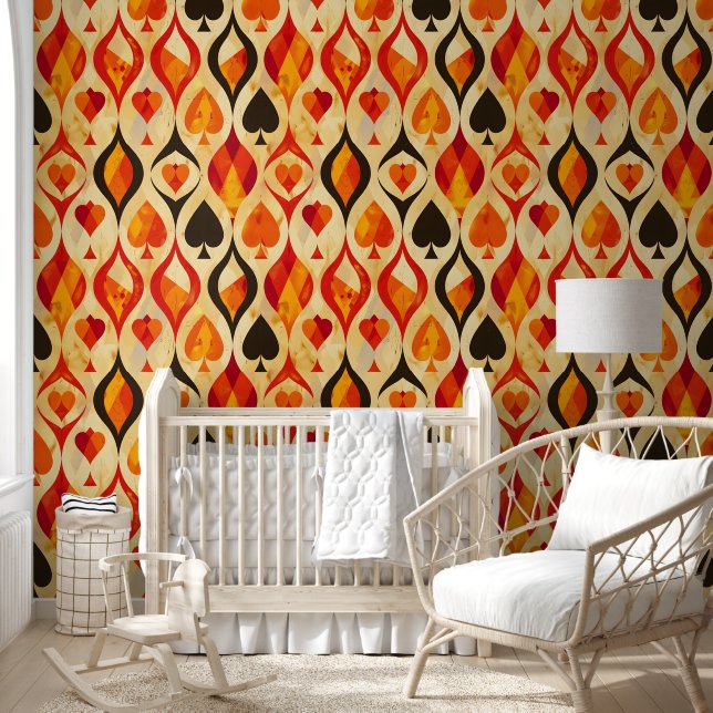 Retro Kaart Suits Behang (Kinderen)