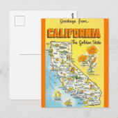 Retro kaart van de staat Californië (Voorkant / Achterkant)