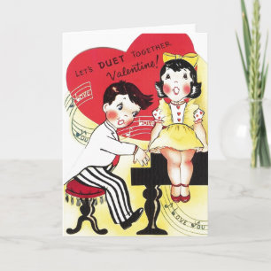 Retro Kaart van de Valentijnsdag van het Lied van