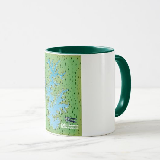 Retro-kaart van het meer Norman South Carolina Mok (Voorkant rechts)