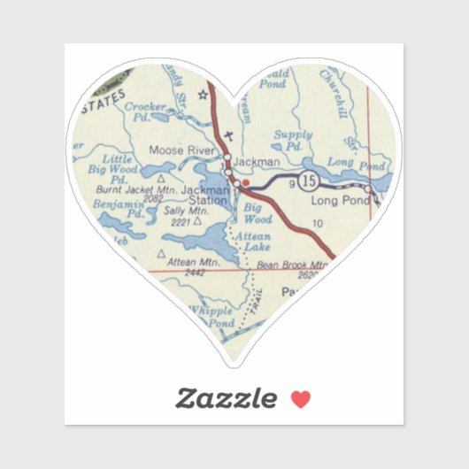 Retro kaart van Jackman Maine Sticker (Vel)