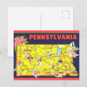 Retro kaart van Pennsylvania  (Voorkant / Achterkant)