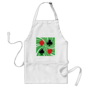 Retro kaartkleuren levendig rood en zwart standaard schort