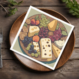 Retro kaasselectie met druiven servet
