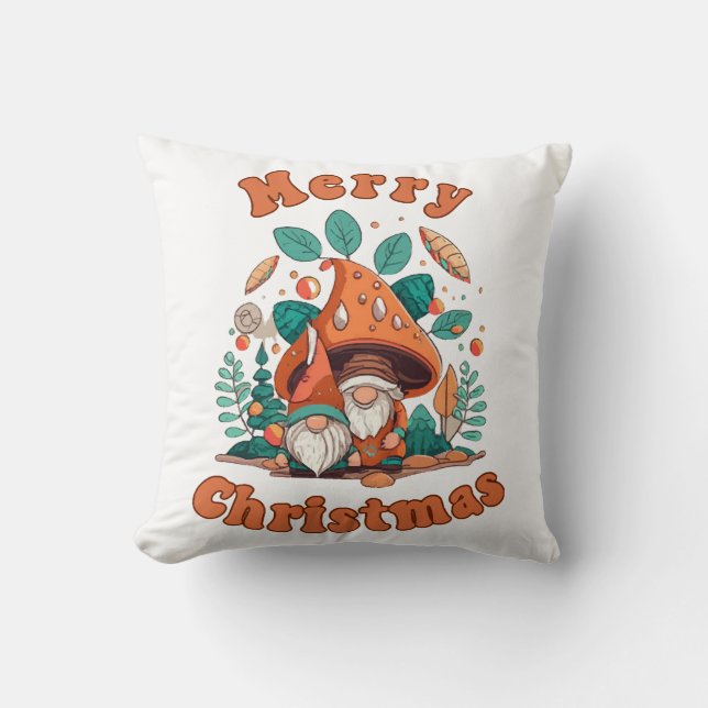 Retro Kabouter Kerstmis Kussen (Voorkant)