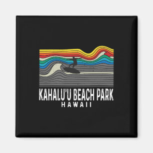 Retro Kahalu'u Beach Park Hawaï surfer Surfplank Magneet