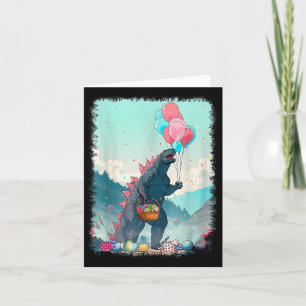Retro Kaiju Pasen Dag T-shirt Kaiju Japanse Kunst Kaart