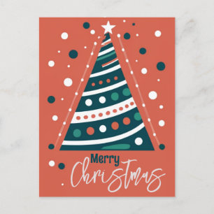 Retro kalligrafie minimalist Vrolijke kerstboom Briefkaart