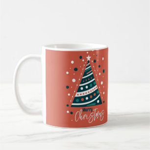 Retro kalligrafie minimalist Vrolijke kerstboom Koffiemok