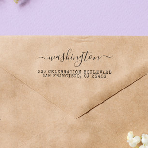 Retro kalligrafie retouradres 	rubberstempel