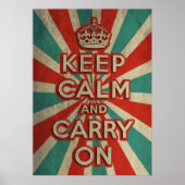 Retro kalm houden en doorgaan poster (Voorkant)