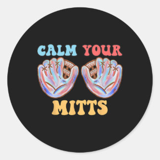 Retro Kalmeer je Mitts Baseball Mom Moederdag Fu Ronde Sticker