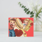 Retro Kam & Borstel Valentijn Kaart (Staand voorkant)