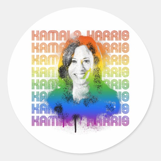 Retro Kamala Harris Pride Ronde Sticker (Voorkant)