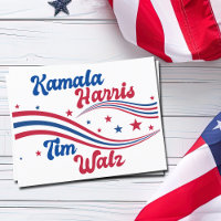 Retro Kamala Harris Tim Walz Blauw Rood Verkiezing