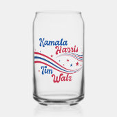 Retro Kamala Harris Tim Walz Schattigee verkiezing Blikvorm Glas (Voorkant)