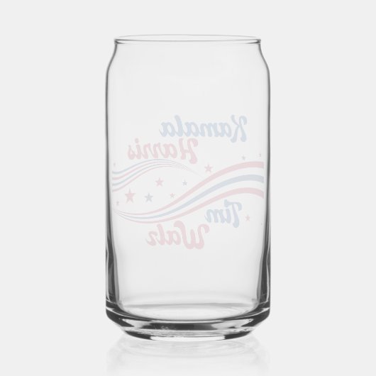 Retro Kamala Harris Tim Walz Schattigee verkiezing Blikvorm Glas (Achterkant)